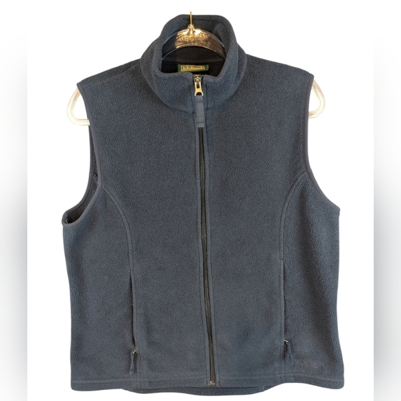 L.L.Bean Medium Vintage Fleece Vest Navy Blue Pockets - Picture 1 of 13